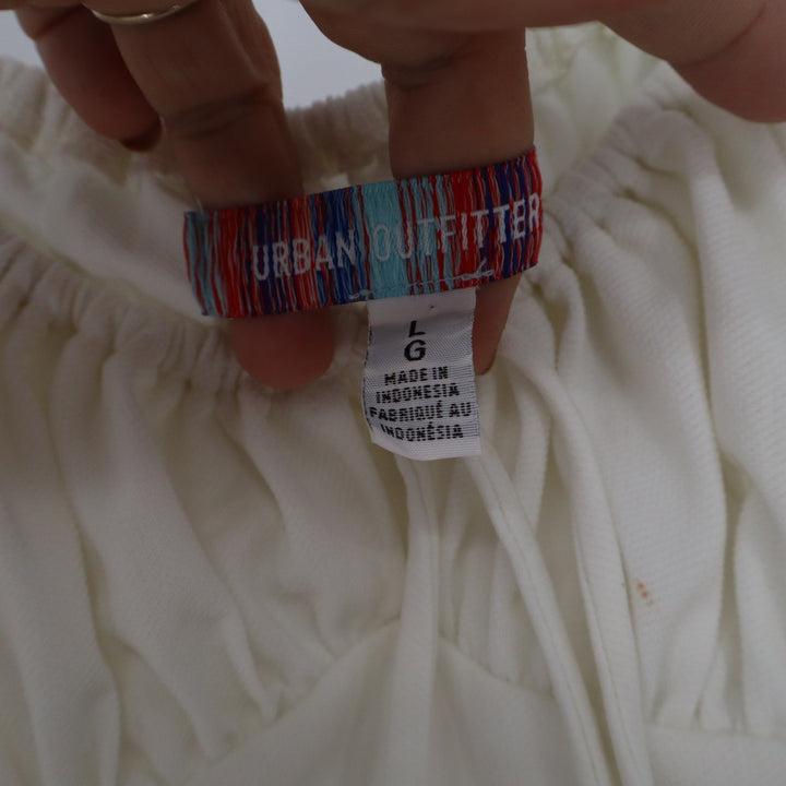 Urban Outfitters White Handkerchief Hem Smocked Cami Crop Top Large