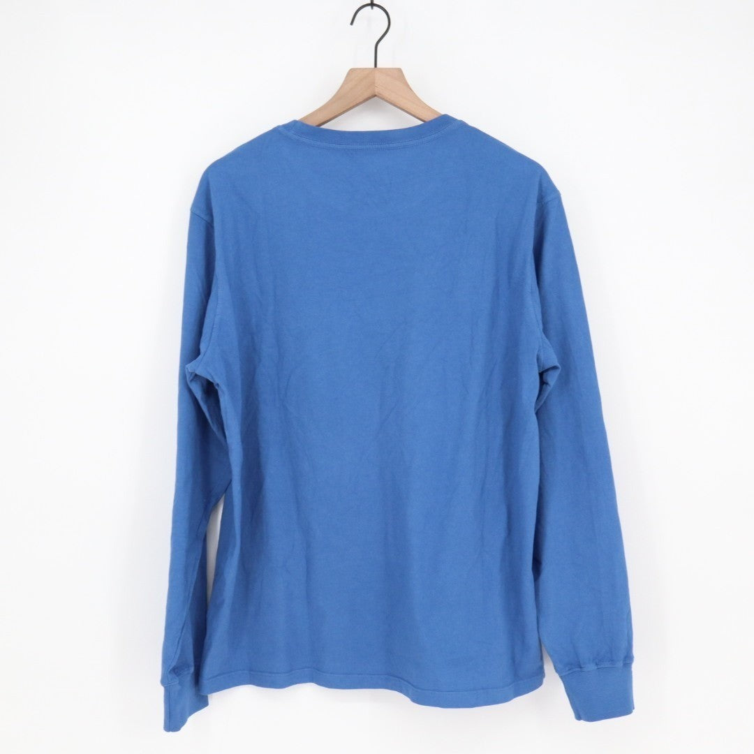 American Giant T-Shirt Mens Large Blue Cotton Front Pocket Long Sleeve Crew Neck