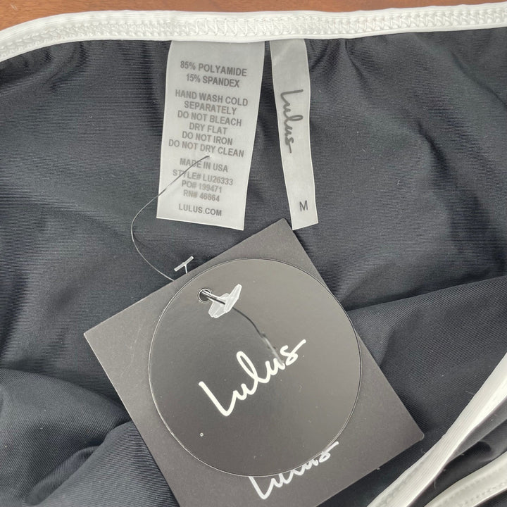 Lulus Parker Black and White High-Waisted Bikini Bottoms Size M