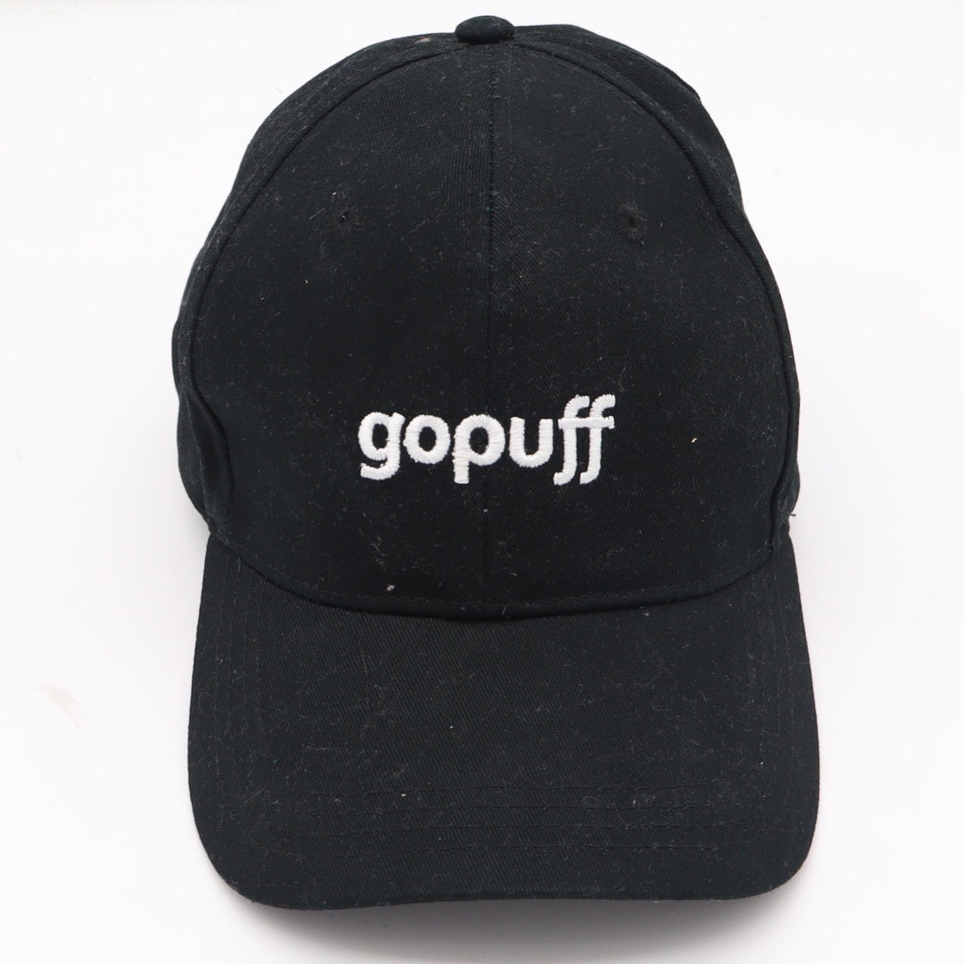 Gopuff Baseball Cap Mens Black Embroidered Logo Strapback Hat