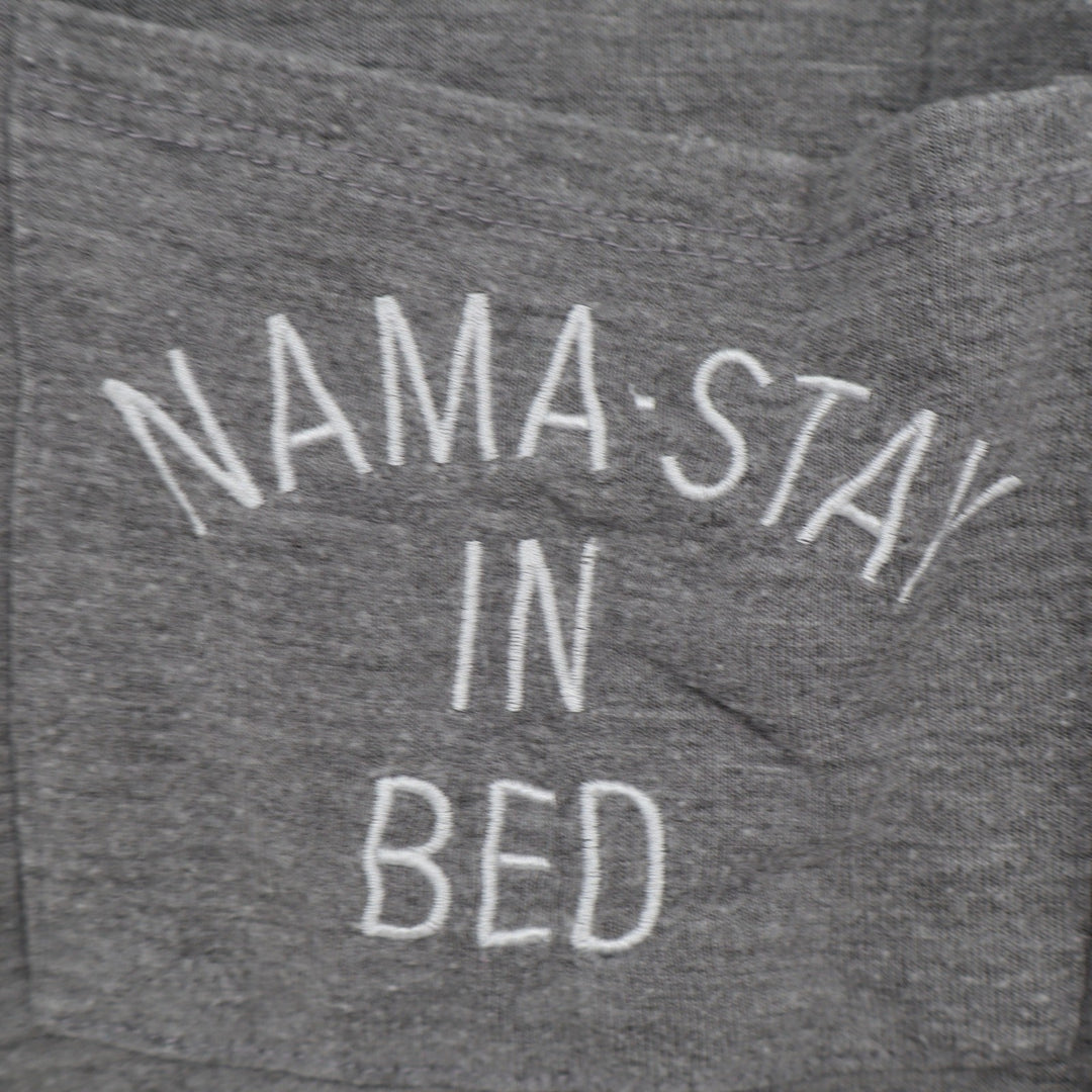 Fifth Sun Womens Gray Nama-Stay In Bed Graphic Pocket Sharkbite Top Size L