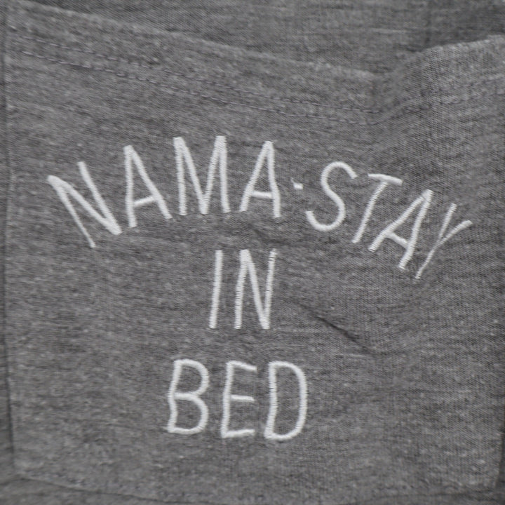 Fifth Sun Womens Gray Nama-Stay In Bed Graphic Pocket Sharkbite Top Size L