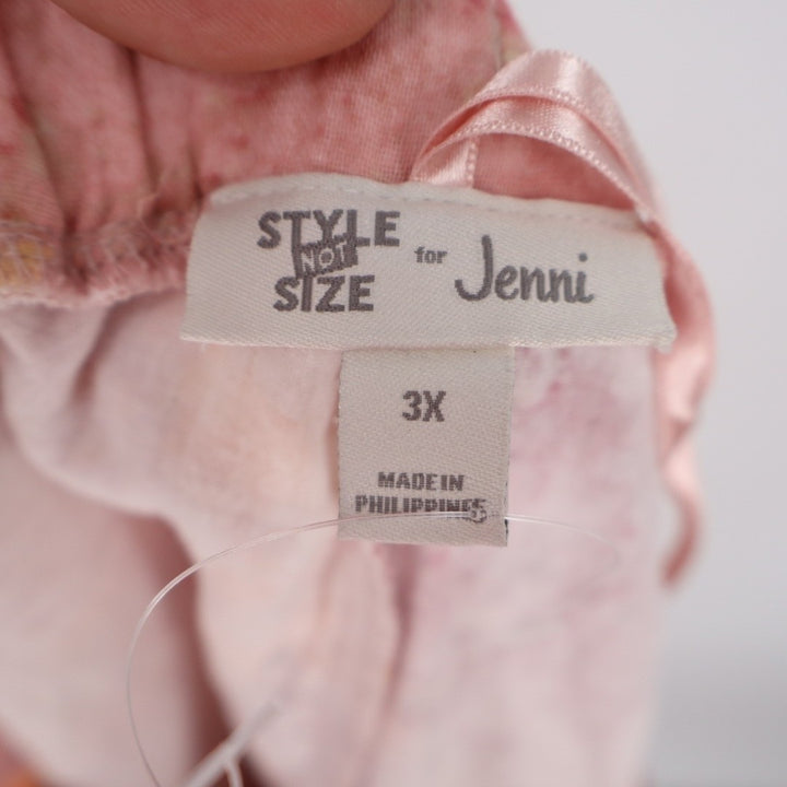 Style By Jenni Pajama Short Womens 3X Multi Watercolor Cotton Drawstring Waist