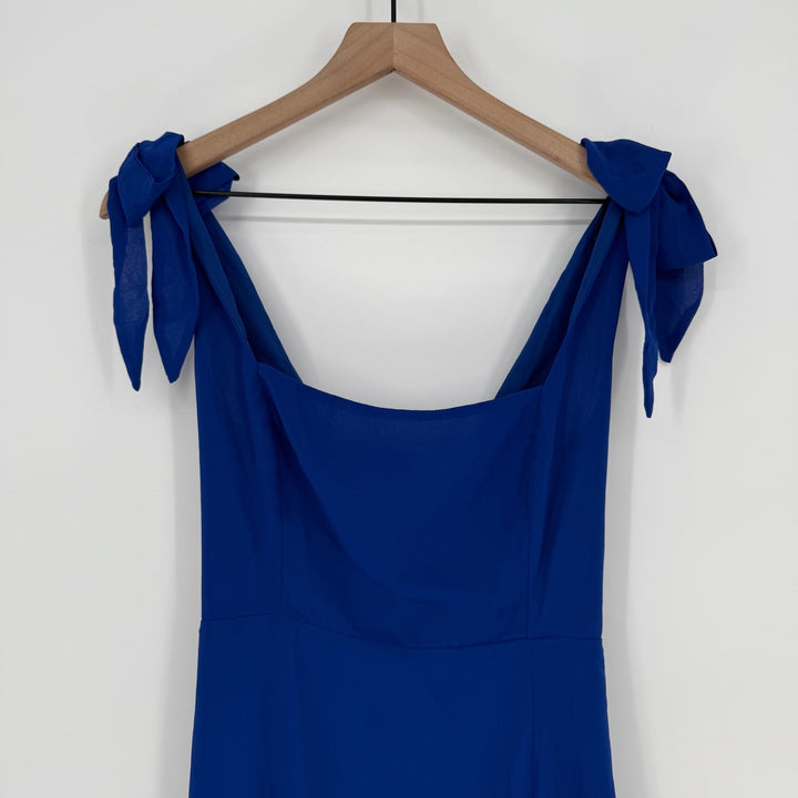 Lulus Summer Invite Royal Blue Tie-Strap Tiered Midi Dress Size M