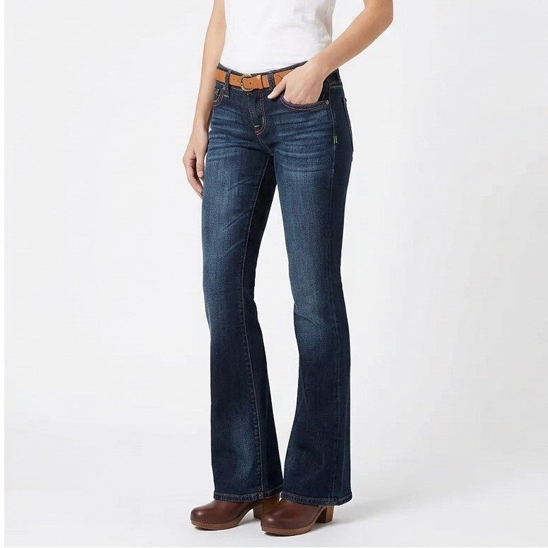 Lucky Brand Bootcut Jeans Womens 4/27 Blue Denim Cotton Stretch Zip Fly Low Rise