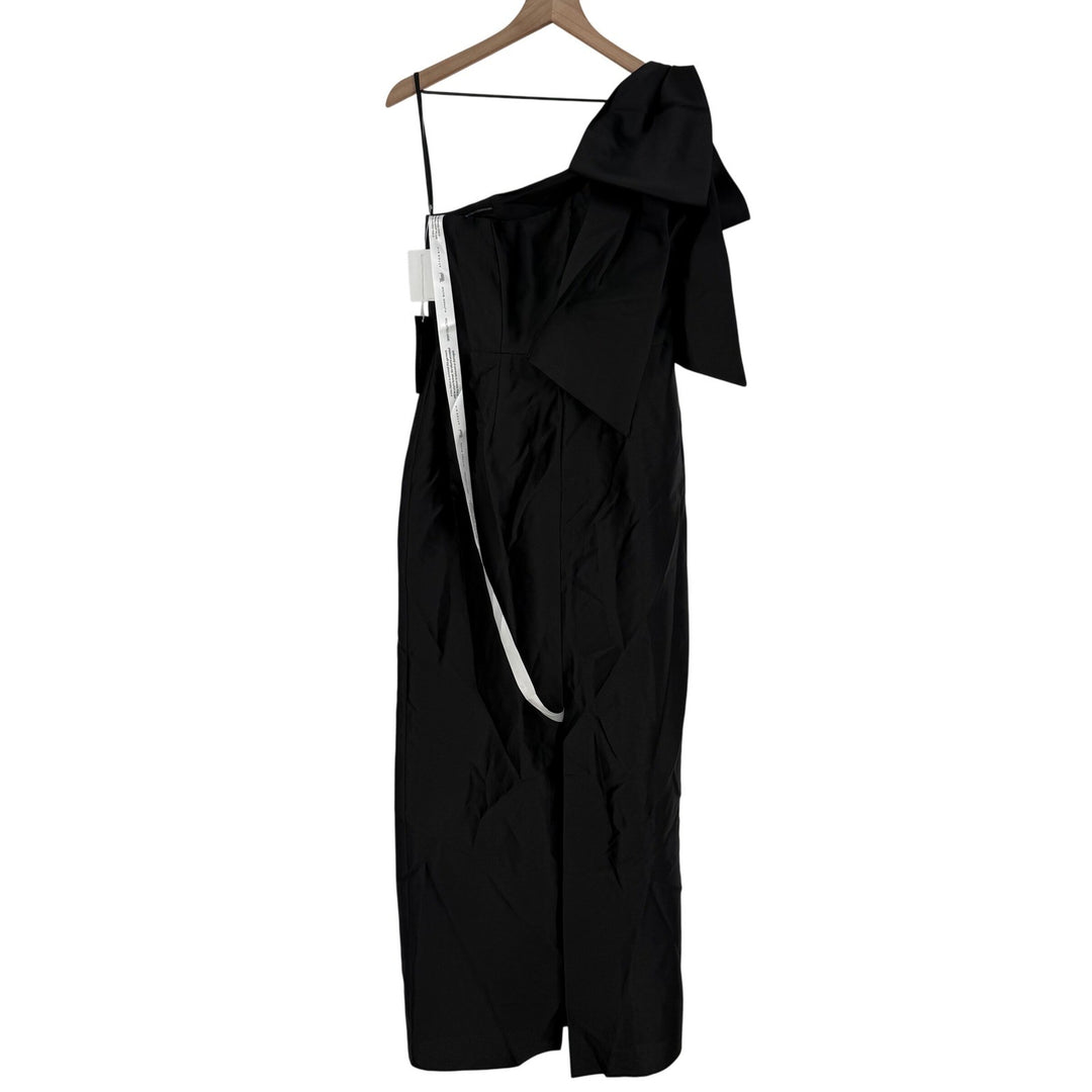 Alfred Dunner Oversized Bow One-Shoulder Satin Column Maxi Dress Size 8