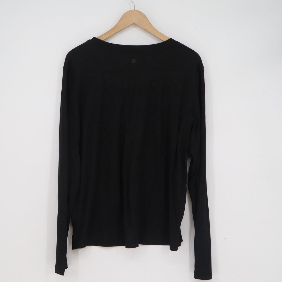 Danskin Womens XXL Black Ribbed Long Sleeve Crew Neck Active