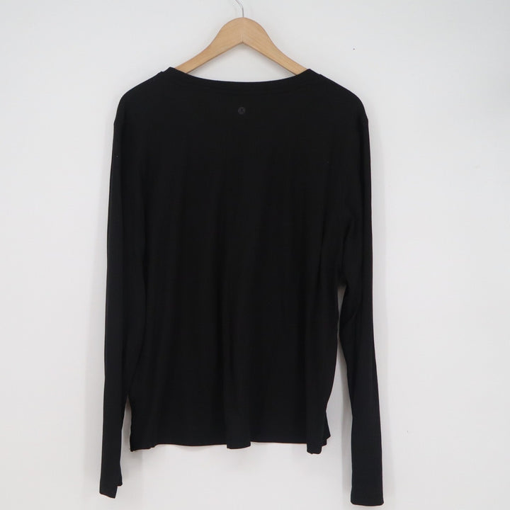 Danskin Womens XXL Black Ribbed Long Sleeve Crew Neck Active