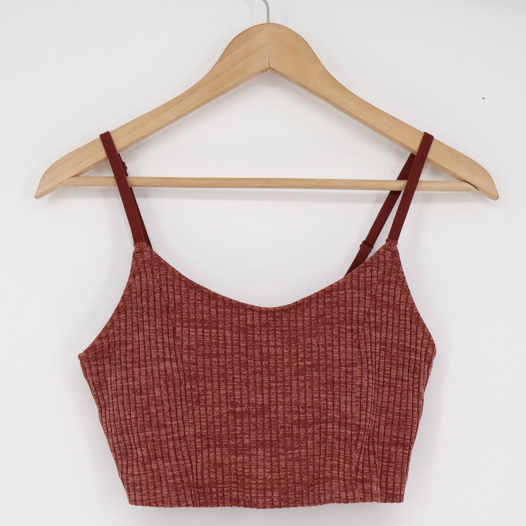 Aerie Crop Top Womens L Ribbed Bralette Terracotta Adjustable Straps Excellent