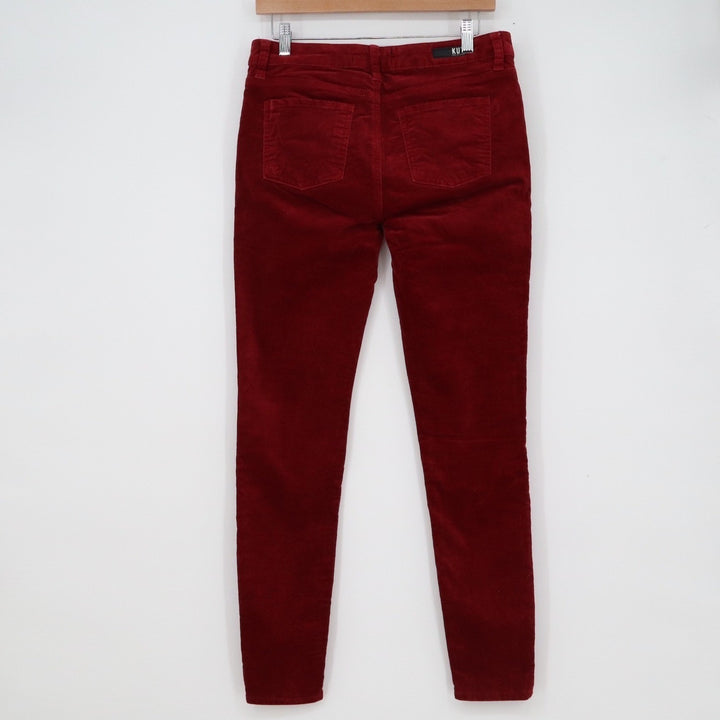 Kut from the Kloth Mia Toothpick Skinny Corduroy Pants Burgundy Red Size 6