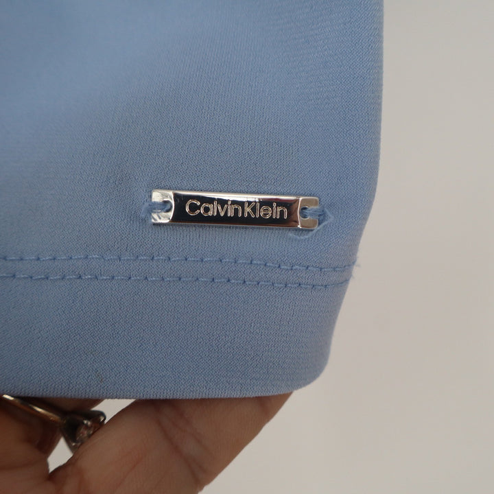 Calvin Klein Womens Sleeveless V-Neck Blouse Light Blue Size Medium