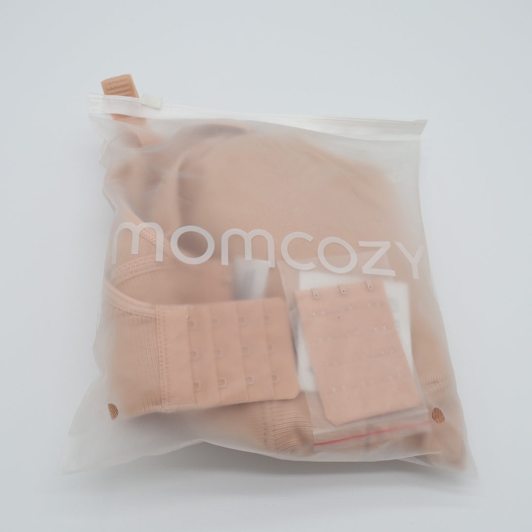 Momcozy Nursing Bra Women XL Oyster Pink Nylon Stretch Adjustable Strap Wireless