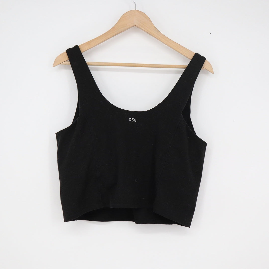 DSG Womens Black Scoop Neck Cropped Athletic Tank Top Size L