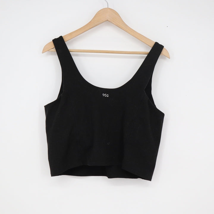 DSG Womens Black Scoop Neck Cropped Athletic Tank Top Size L