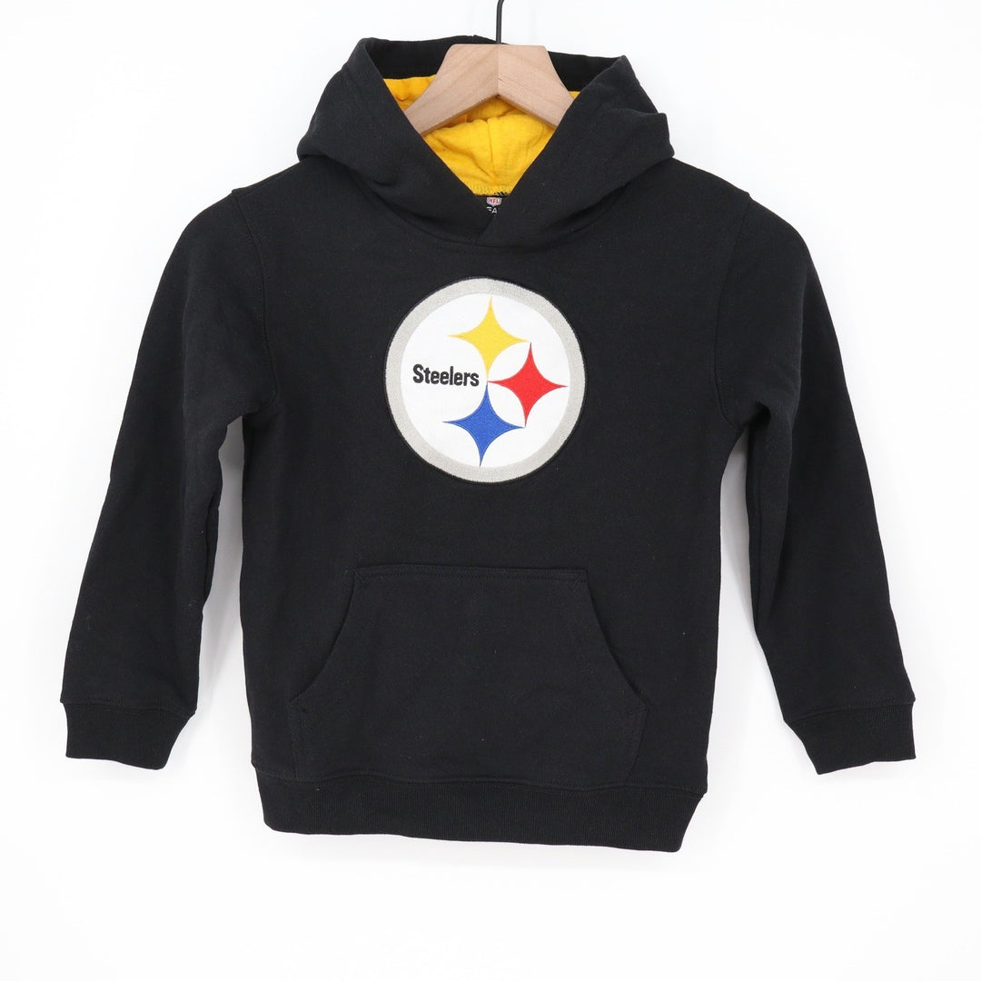 NFL Team Apparel Kids Pittsburgh Steelers Hoodie Black Yellow Size L 7