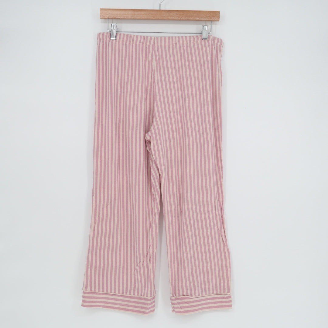 Stars Above Pink Striped Pajama Set Short Sleeve Top Cropped Pants Medium