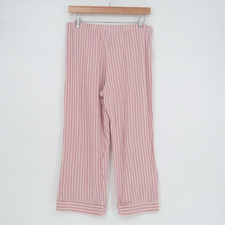Stars Above Pink Striped Pajama Set Short Sleeve Top Cropped Pants Medium