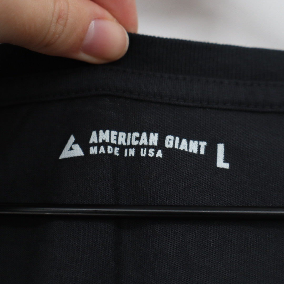 American Giant Womens Black V Neck T Shirt Made in USA Size L