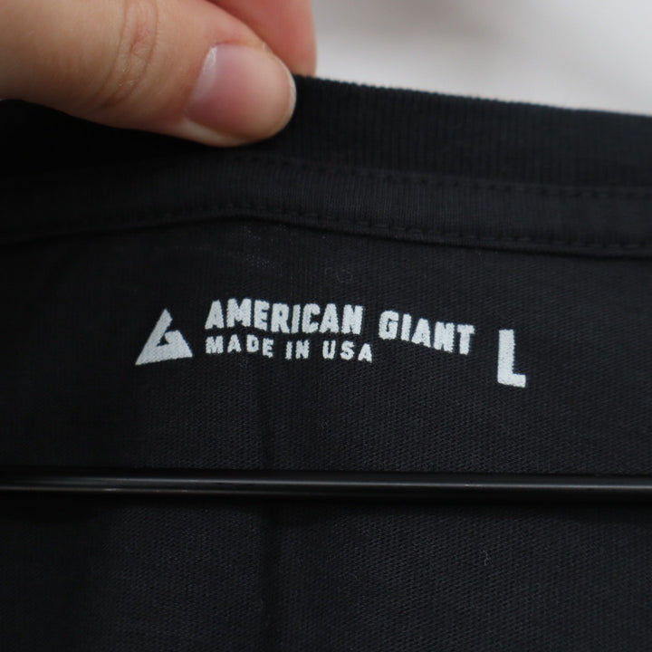 American Giant Womens Black V Neck T Shirt Made in USA Size L