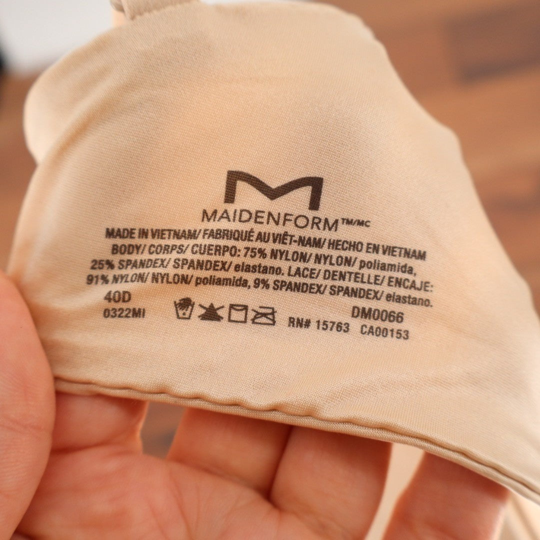 Maidenform Dreamwire Push-Up Bra Womens 40D Nude Nylon Stretch Padded Underwire