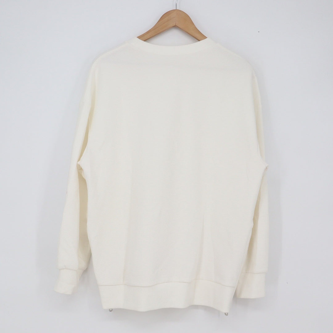 Unbranded Sweatshirt Unisex M Side Zip Ribbed Texture Cream Solid Good