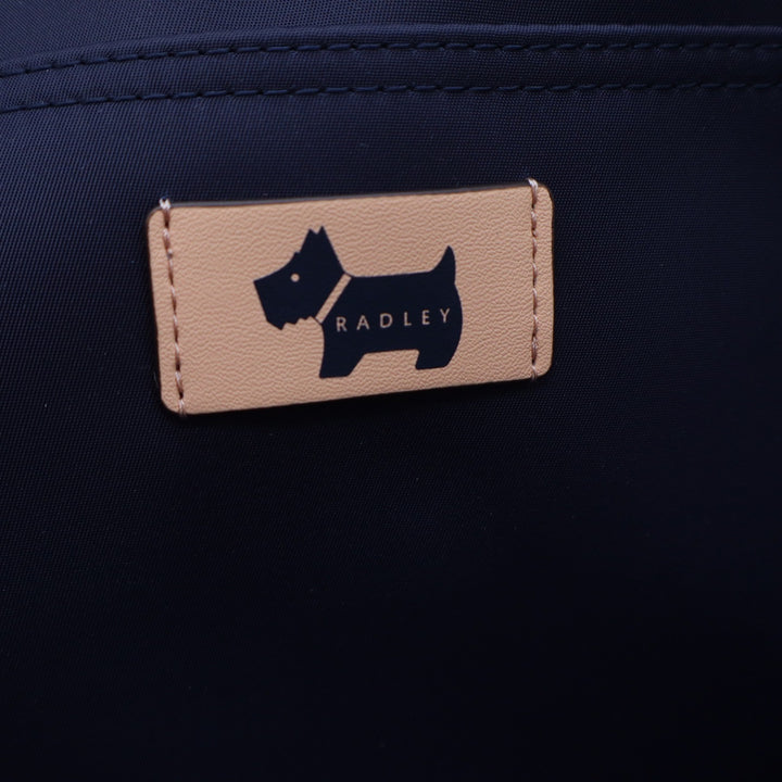 Radley London Pocket Essentials Ziptop Tote Dark Blue Nylon Leather Trim