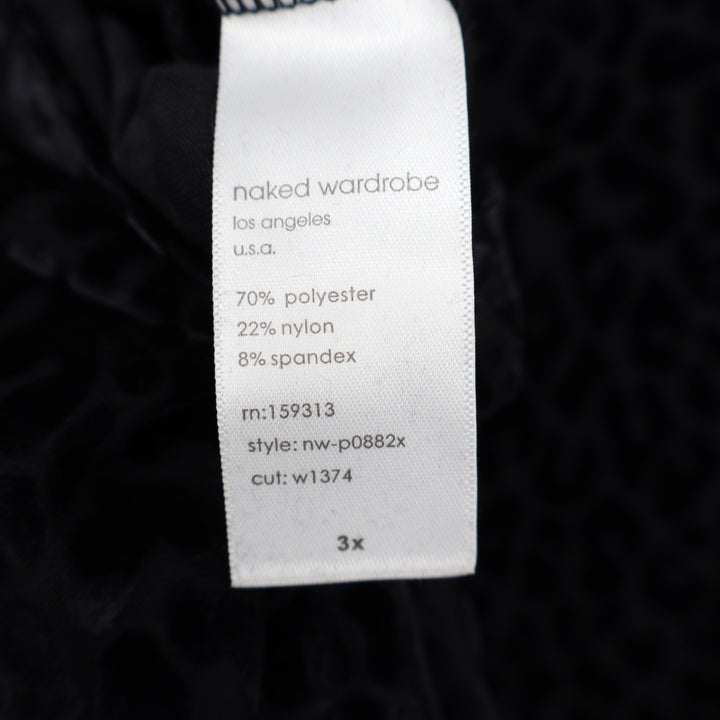 Naked Wardrobe Womens 3X Black Leopard Velvet Burnout Leggings High Rise