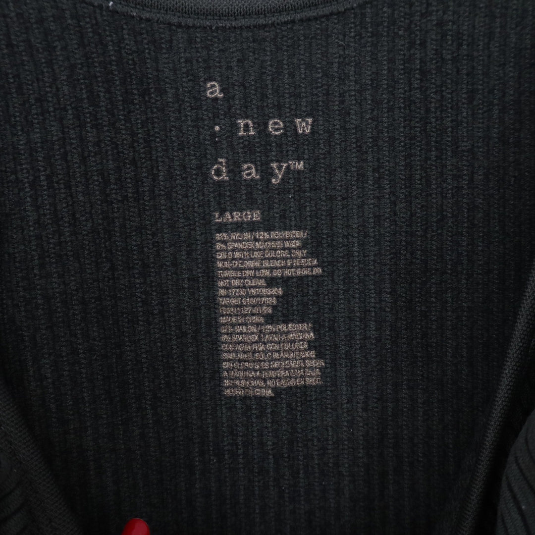 A New Day Women's Ribbed Seamless Tank Top Dark Green Scoop Neck Large