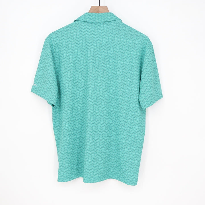 Walter Hagen Mens P11 Performance Polo Shirt Deco Leaf Teal Geometric Small New