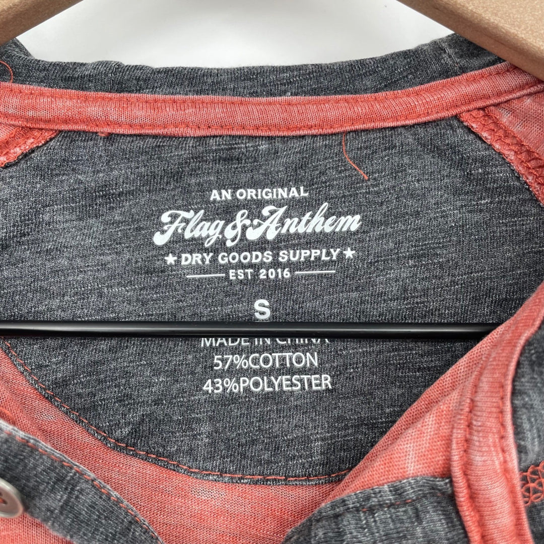 Flag & Anthem Mens Henley Hoodie Shirt Red Charcoal Size S Dry Goods Supply