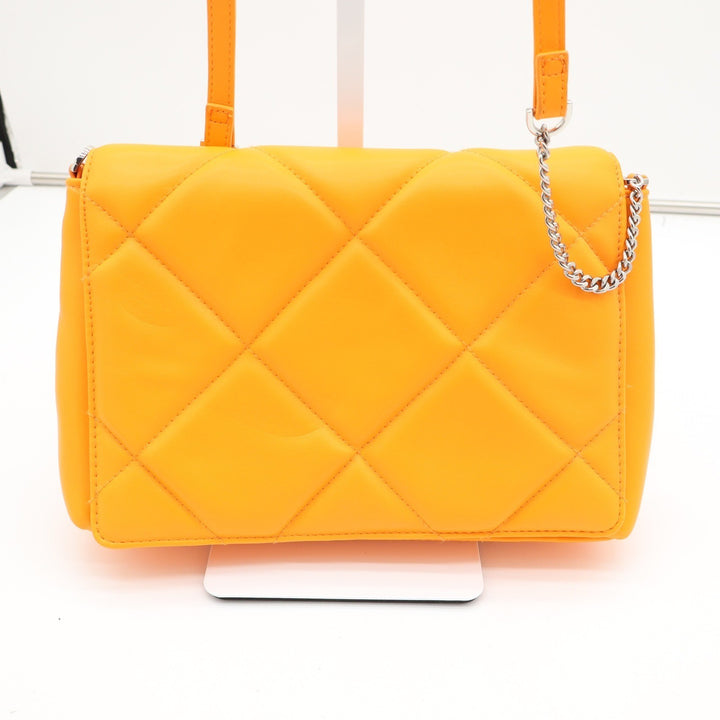 A New Day Orange Quilted Crossbody Bag Silver Chain Detail Adjustable Strap