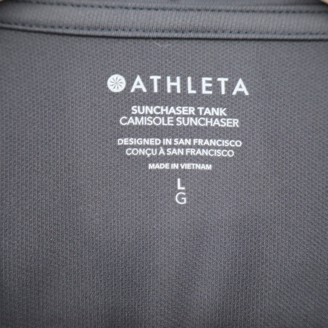 Athleta Sunchaser Tank Black Performance Sleeveless Top Zip Pocket Large