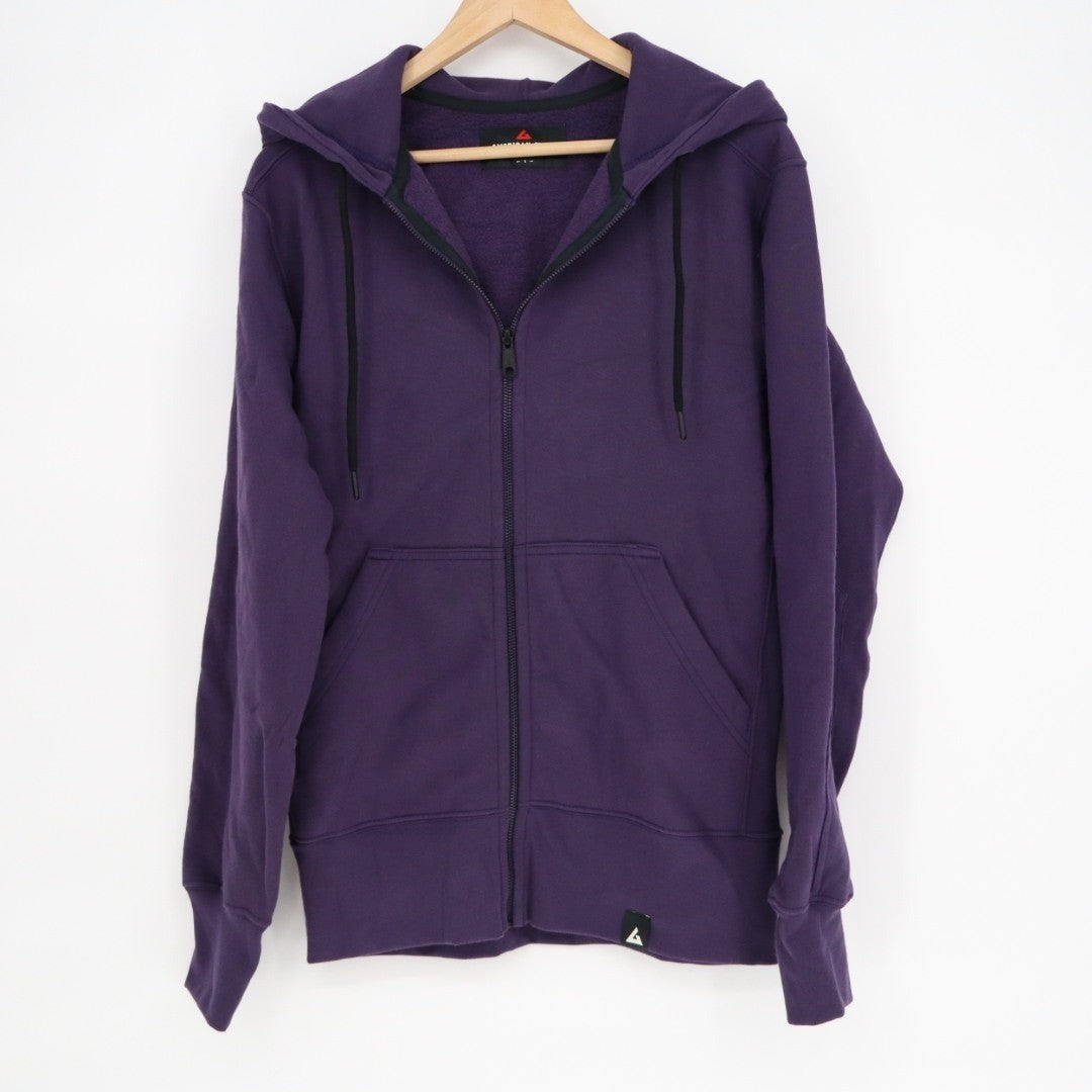 American Giant Hoodie Mens Small Purple Logo Fleece Lined Cotton Winter Full Zip