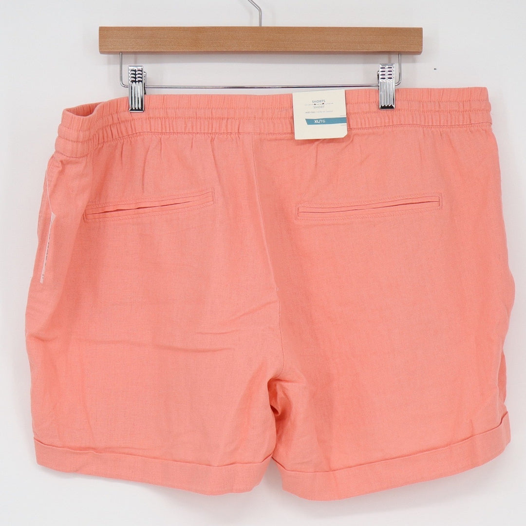 Old Navy Womens XL Coral Pink Linen Blend Mid-Rise Drawstring Shorts NWT