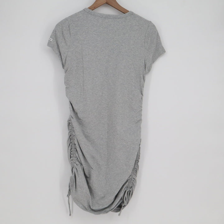 Calvin Klein Jeans T-Shirt Dress Womens Medium Grey Stretch Ruched Drawstring