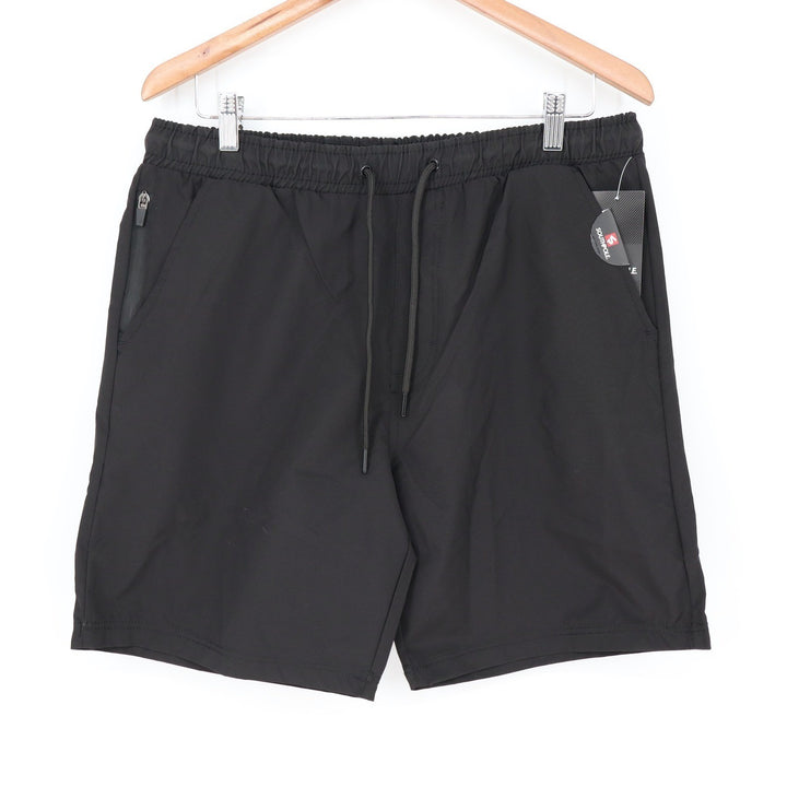 Southpole Mens Black Athletic Shorts Elastic Waist Zipper Pocket L