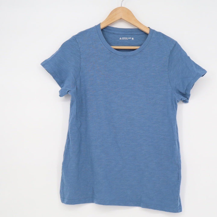 American Giant Women's Crew Neck Tee Blue Cotton Short Sleeve Made USA Size M