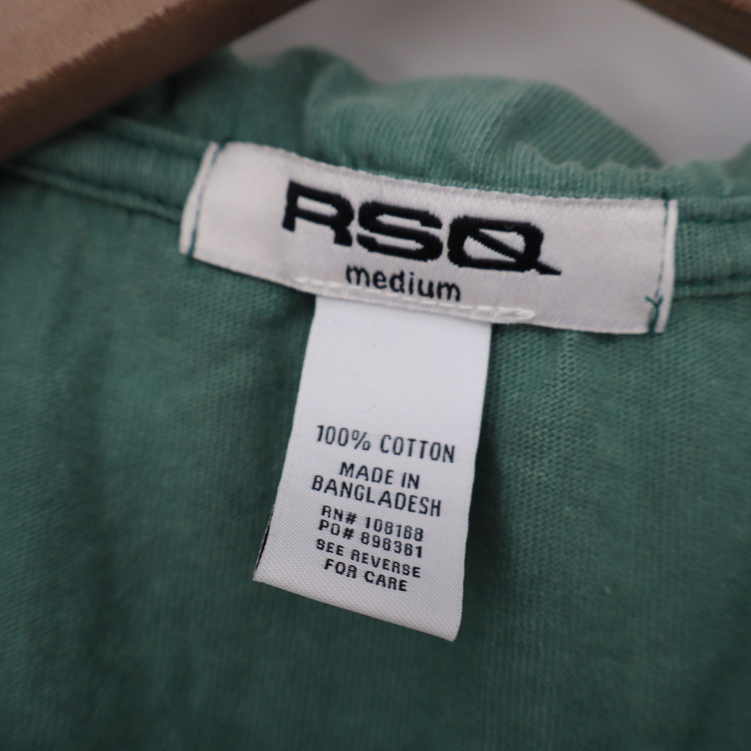 RSQ Womens Sleeveless Polo Crop Top Green Embroidered Crest Logo Size M Cotton