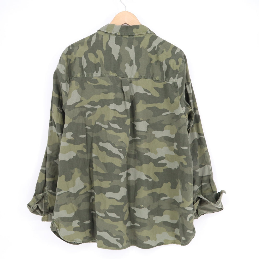 Old Navy utility shirt Womens XL Multi Camo Cotton Long Sleeve Spread Collar