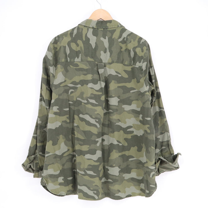 Old Navy utility shirt Womens XL Multi Camo Cotton Long Sleeve Spread Collar