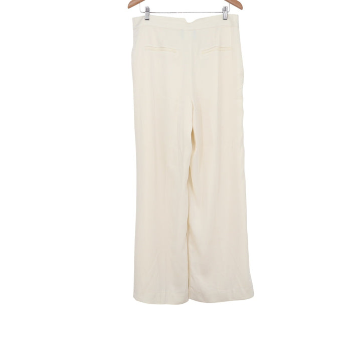 Express x Rachel Zoe Cream Wide Leg Pleated Trousers High Rise Pants Size 12