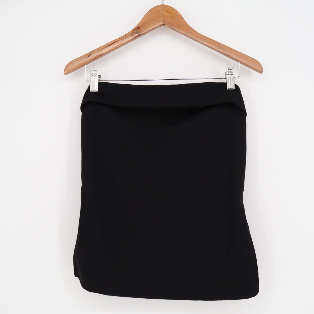 SHEIN Black Strapless Fold Over Tube Top Size L Minimalist Sleeveless Blouse