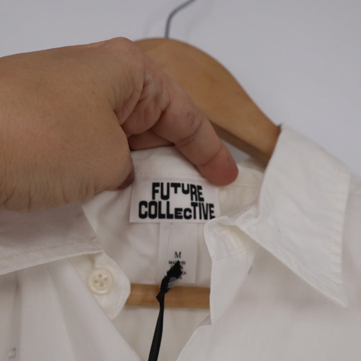 Future Collective White Rhinestone Embellished Cotton Button Down Shirt Mens M