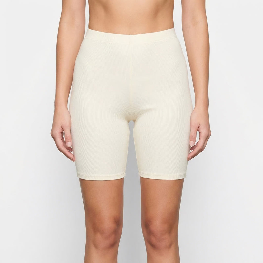 Naked Wardrobe Baby Mama Biker Shorts Cream Off-White Small