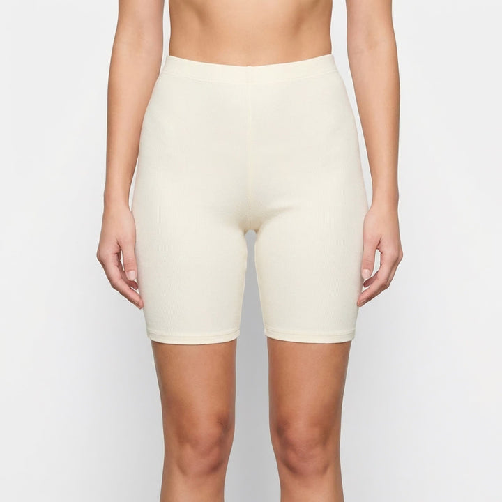 Naked Wardrobe Baby Mama Biker Shorts Cream Off-White Small