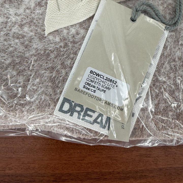 Barefoot Dreams CozyChic Lite Confetti Scarf Womens Cream Taupe Winter Warmer
