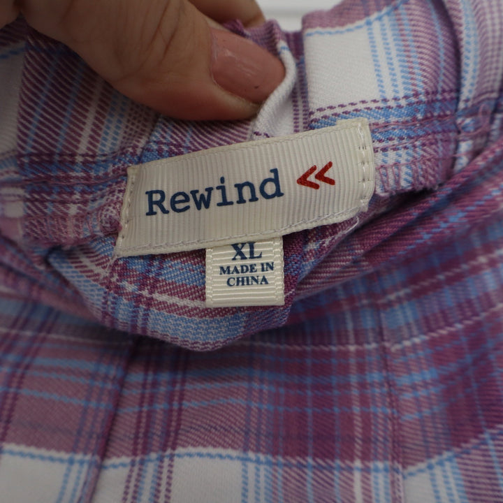 Rewind Purple Plaid Pleated Mini Skirt XL Juniors Schoolgirl Preppy