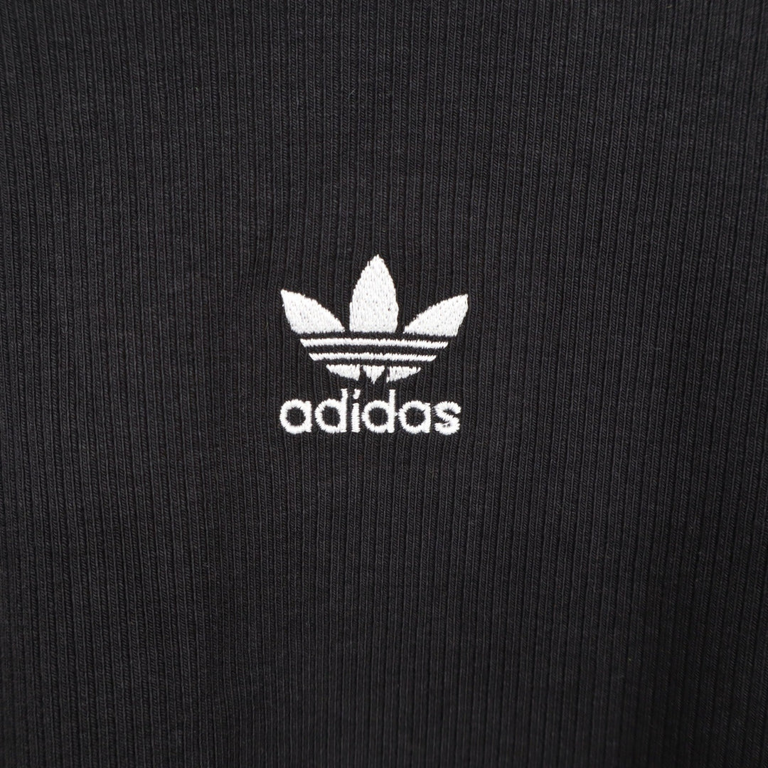 Adidas Originals Women Black Ribbed Long Sleeve Crop Top Size L NEW