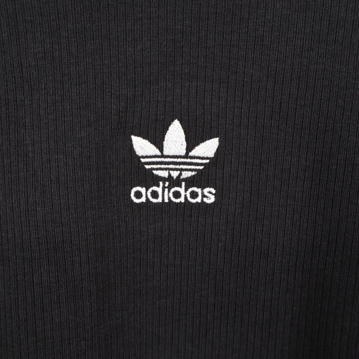 Adidas Originals Women Black Ribbed Long Sleeve Crop Top Size L NEW