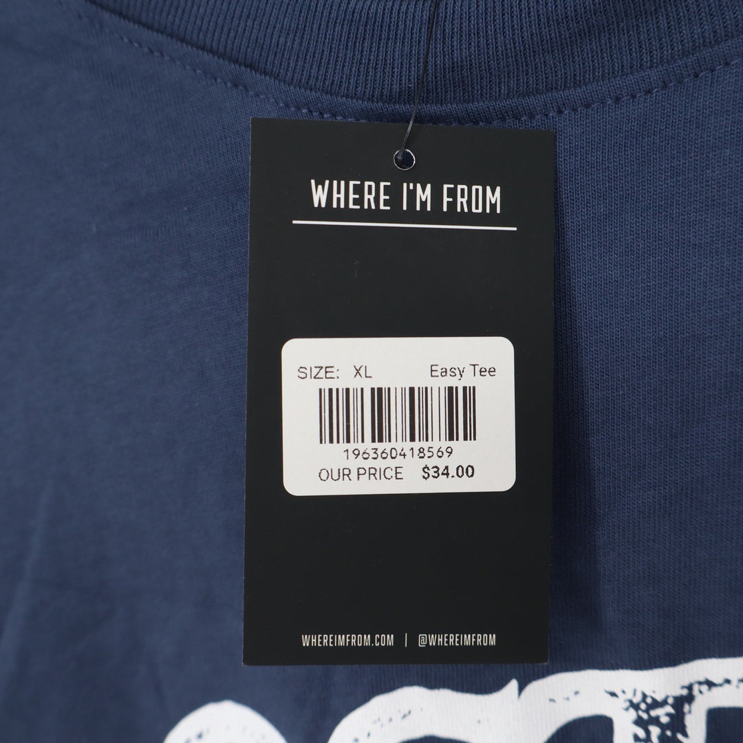 Where Im From Boston USA Easy Tee Navy Blue Cotton Boxy T-Shirt Mens XL New